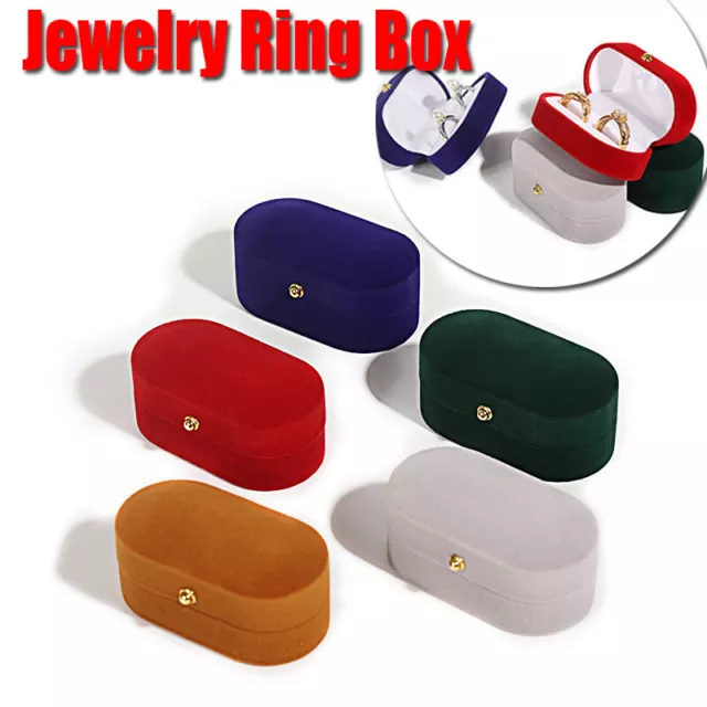 Velvet Trinket Box Ring Box Jewelry Organizer Double Rings Box Wedding Gift Box