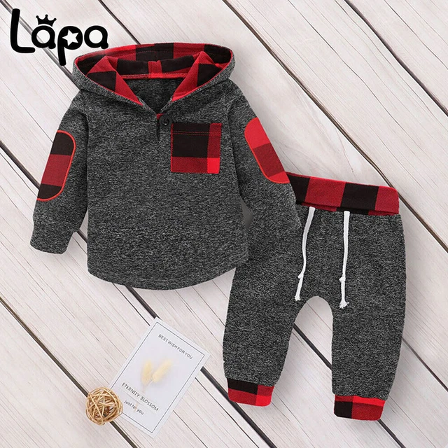 Lapa Kleinkind Baby Boys Hooded Tops T-Shirt Lange Hosen Trainingsanzug Outfits