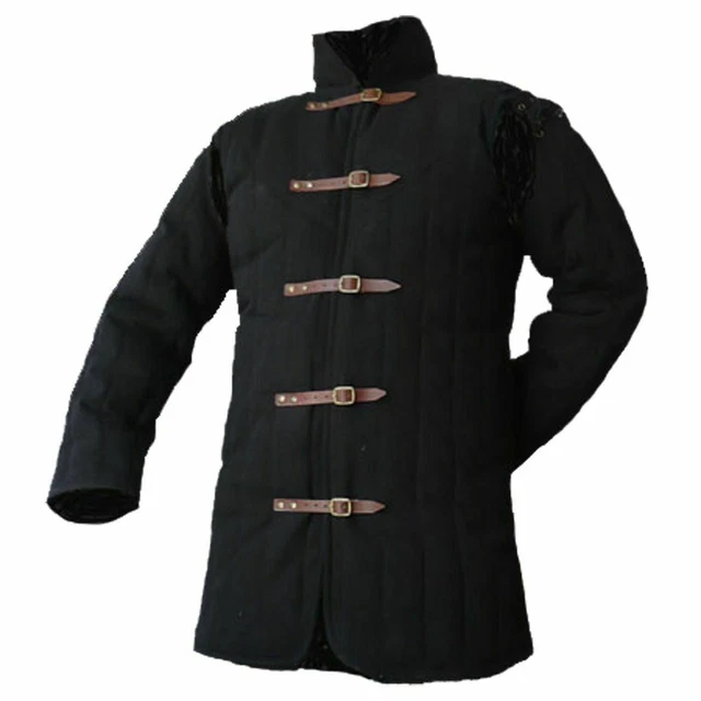 Manteau Gambeson noir matelassé épais médiéval Aketon.Veste Reconstitution...