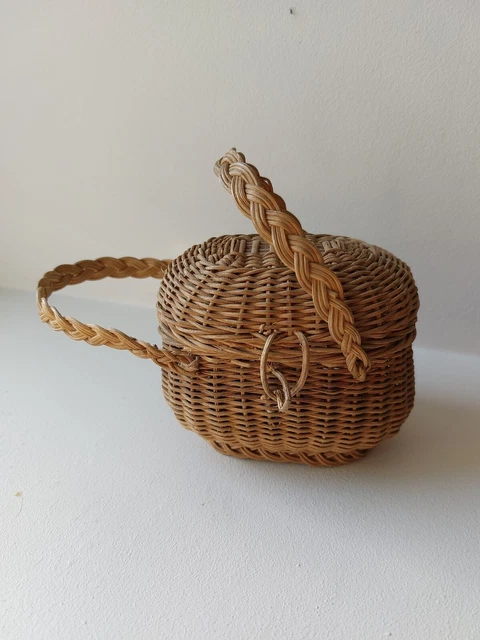 Ancien Banc Banquette Canapé Pour Poupée - Osier Et Bois - Début XXème