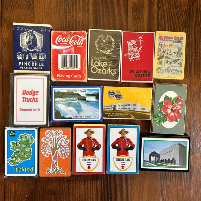 VINTAGE Lot Of  I4 Decks PLAYING CARDS Coca Cola Stud Dodge Trucks Buffalo Bill