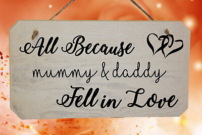 "All Because Mummy & Daddy Fell in Love" Page Boy or Flower Girl Wedding Sign