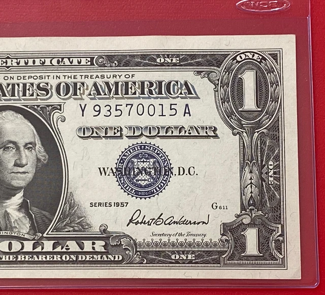 1957 $1 Dollar Silver Certificate (Blue Seal) Block Y-A , Uncirculated