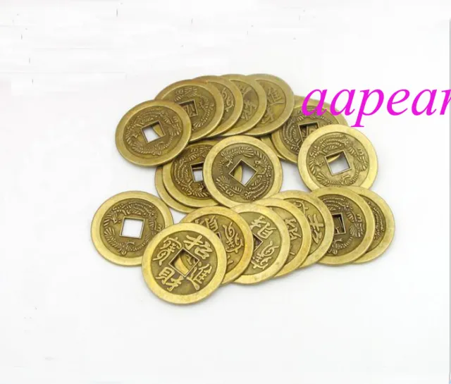 100 Feng Shui Coins 2.4cmx1mm Lucky Chinese Fortune Coin Brass Metal Ching Money 2