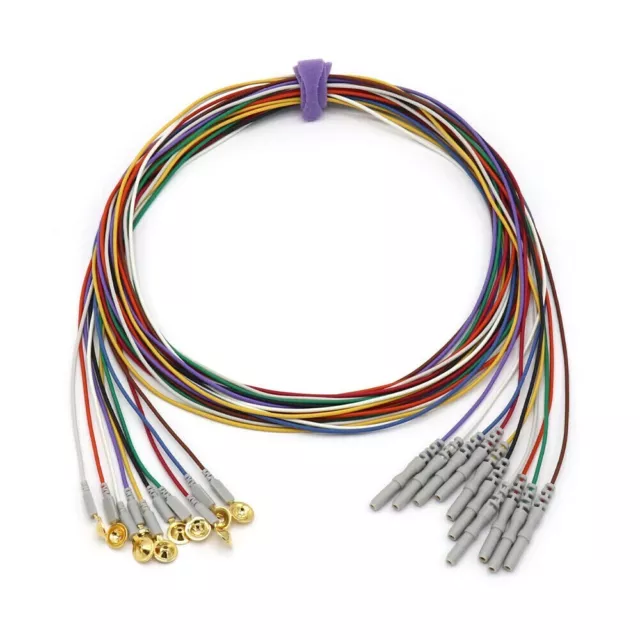 CONTEC EEG Cable 10 leads Leadwires Golden Plated Cup Electrodes Din 1.5mm,10pcs