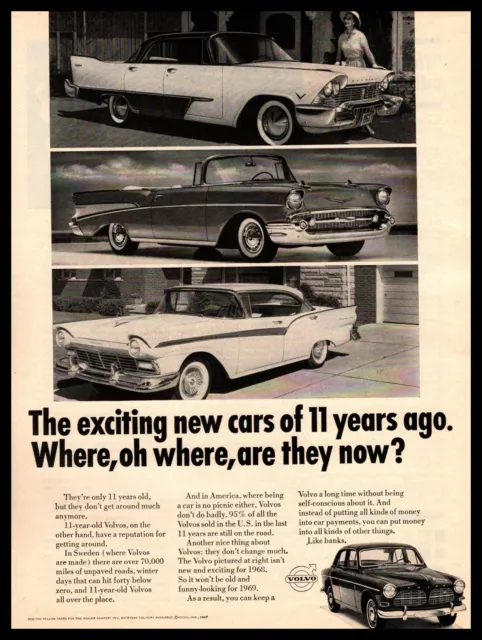 1968 Volvo 1957 Chevrolet Bel Air "Exciting New Cars Of 11 Years Ago" Print Ad
