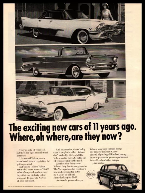 1968 Volvo 1957 Chevrolet Bel Air "Exciting New Cars Of 11 Years Ago" Print Ad