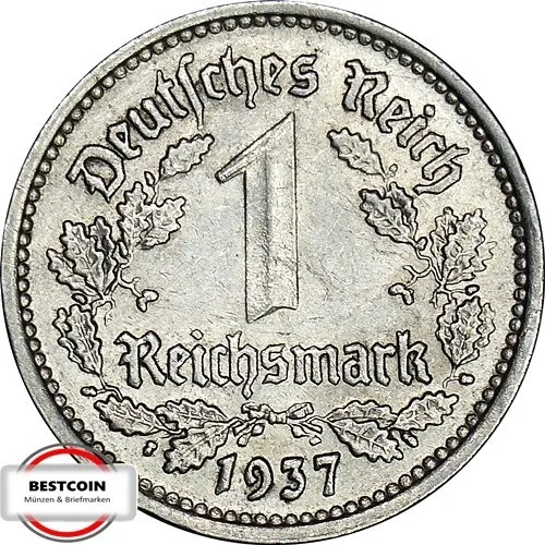 J354  1 Mark DRITTE REICH von 1937 G in VZ+  V200137