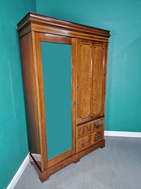 An Antique Edwardian Flame Mahogany Double Wardrobe ~Delivery Available~