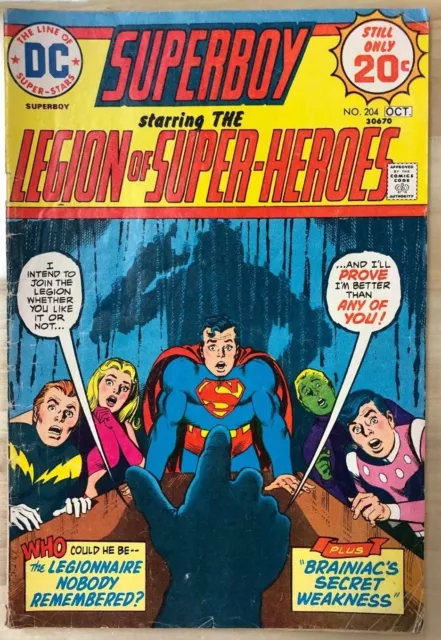 SUPERBOY & THE LEGION OF SUPER-HEROES #204 (1974) DC Comics VG/VG+