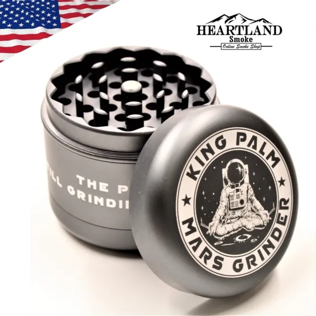 King Palm Mars Premium GUNMETAL - 2.5" Herb Spice Grinder Aluminum 4 Piece