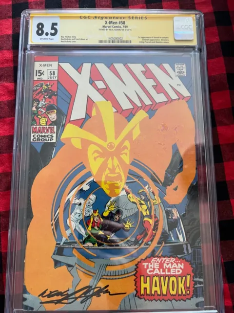 X-Men #58 1969 CGC Signature Series 8.5 Signed Neal Adams 1st Appearance Havok