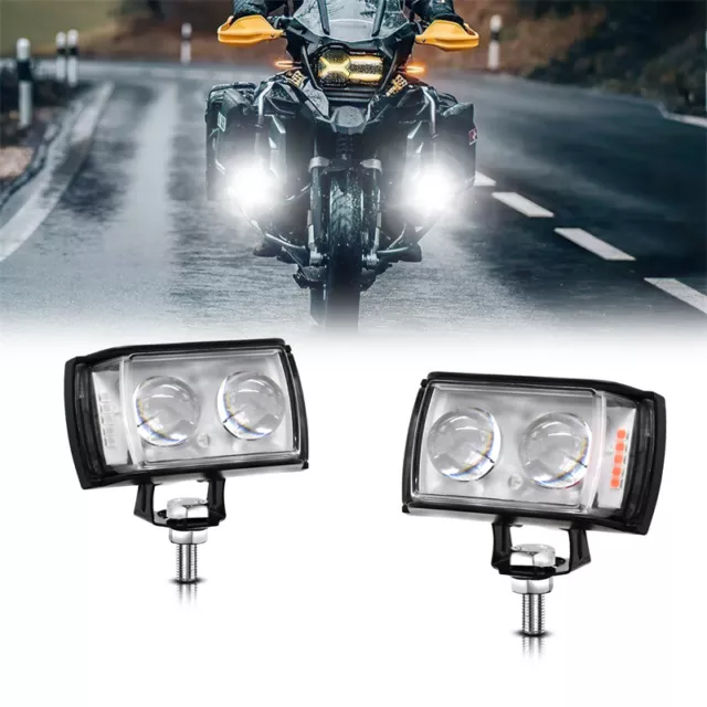 2x Motorcycle 6 Modes Auxiliary Led Headlight Fog Driving Spot Work Flash Lights