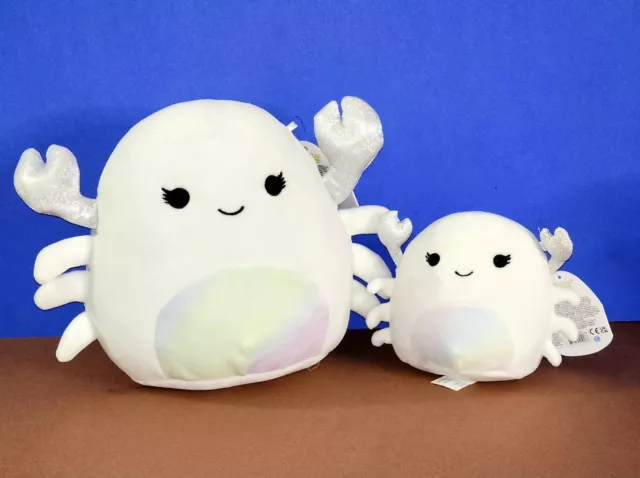 Squishmallows Sealife Squad Magela the White Crab 8" + 5" Mama Baby Bundle NWT