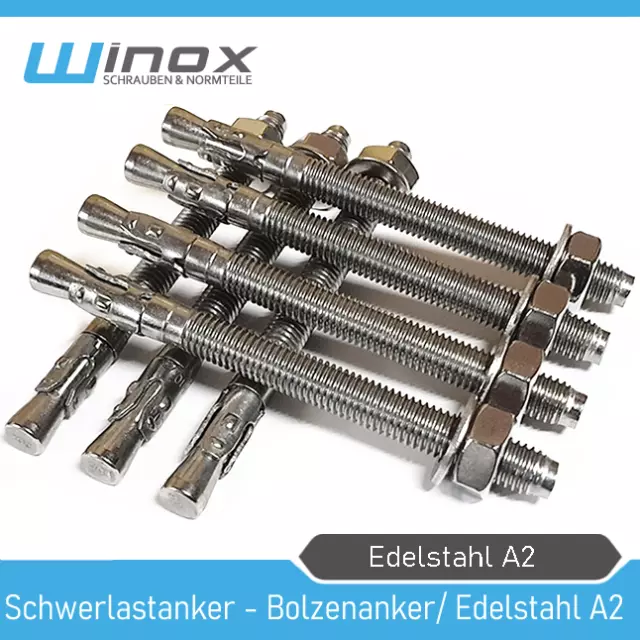 Bolzenanker Schwerlastanker Schwerlastdübel Edelstahl V2A - A2 M6 M8 M10 M12 M16