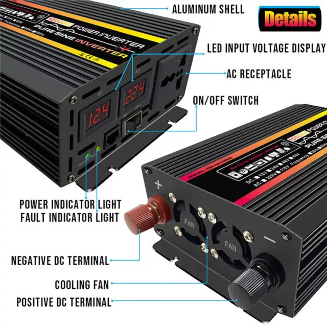 10000W 8000W Inverter di potenza DC 12V 24V a AC 110V 220V Convertitore puro seno onda 3