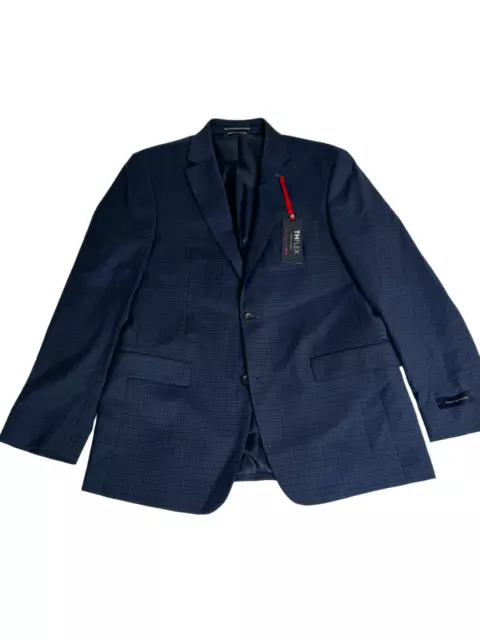 Tommy Hilfiger Mens Modern Fit Sport Coat Blazer 38R Navy Blue Plaid Check Wool