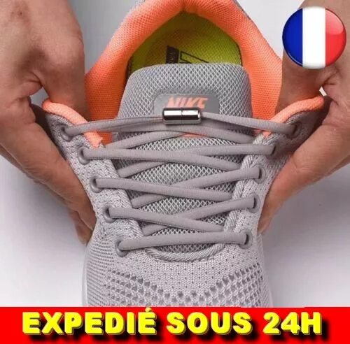 ✅ Lacets Paire Cravate Chaussure Elastiques Ronds Verrouillage Métal Rapide Mode