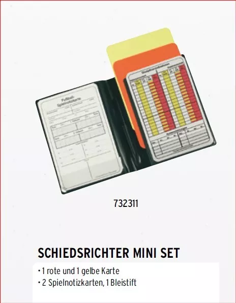 Erima Schiedsrichter Mini Set Spielnotitzkarten rote/gelbe Karte Schiri Bleistif