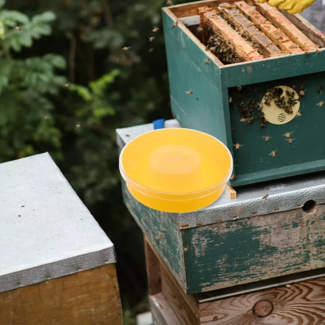 Alimentador de abejas para colmenas herramienta de apicultura (amarillo)