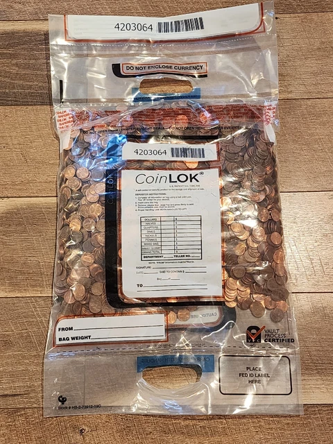 $50.00 Bank Sealed Bag Of Unsearched Modern Pennies, Lincoln Pennies