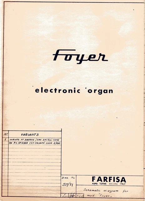 FARFISA FOYER (SERVICE Manual) - Schematic diagrams - Schaltplan