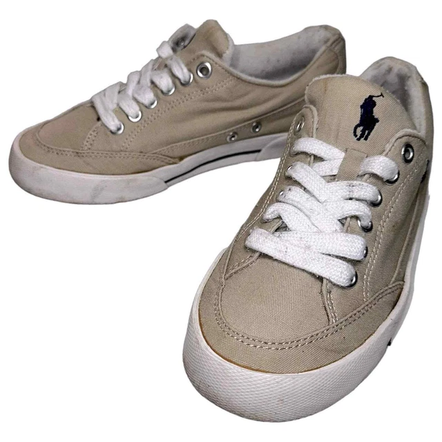 Polo Ralph Lauren Women’s Size 7 B Tan Beige Lace Up Canvas Boat Shoes Sneakers