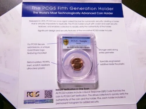 2015-D Lincoln Shield Cent Pcgs Sample Slab Folder - "Brilliant Uncirculated"