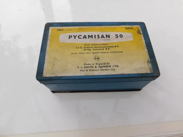 Vintage Collectable Pharmaceutical Pycamisan Tablets Tin 1950's