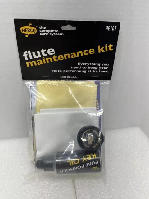 Herco Flute Maintenance Kit New  Key Oil, Slide Grease, Cloth, Swab And Brush