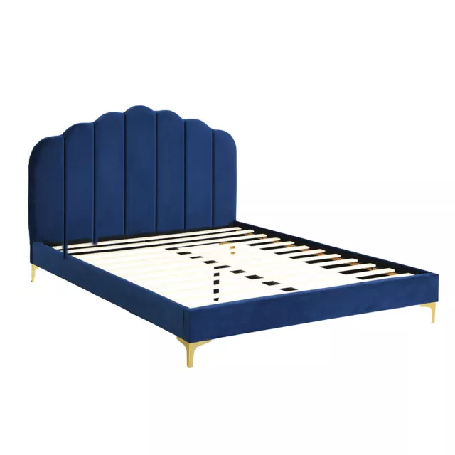 Levede Velvet  Bed Frame Double Queen Size Mattress Base Platform Wood Headboard