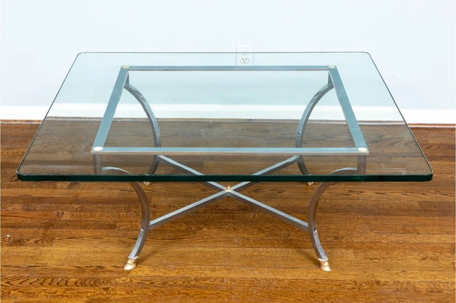 Chrome And Glass Square Cocktail Table