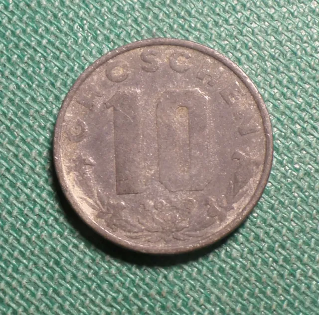 Austrian Coin: 1949 Austria 10 Groschen Coin (Zinc) Imperial Eagle with Shield