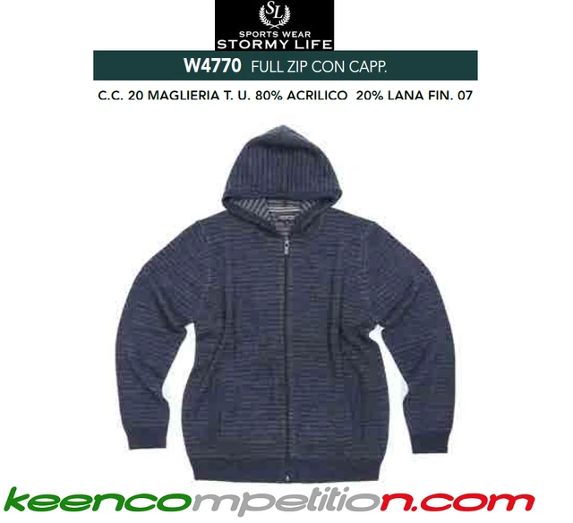 Stormy Life Maglione Uomo Zip Intera Con Cappuccio Maglia Misto Lana  M L Xl Xxl