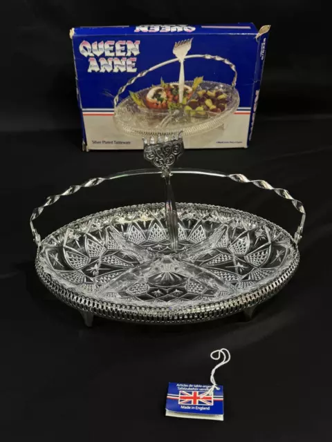 Vintage Mayell Queen Anne 4 Section Silver Plated Hors d'Oeuvre dish