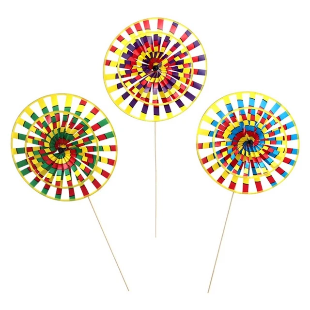 Retro Colorful Wind Spinners Lawn Pinwheel Windmill Garden Yard Patio Lawn Decor