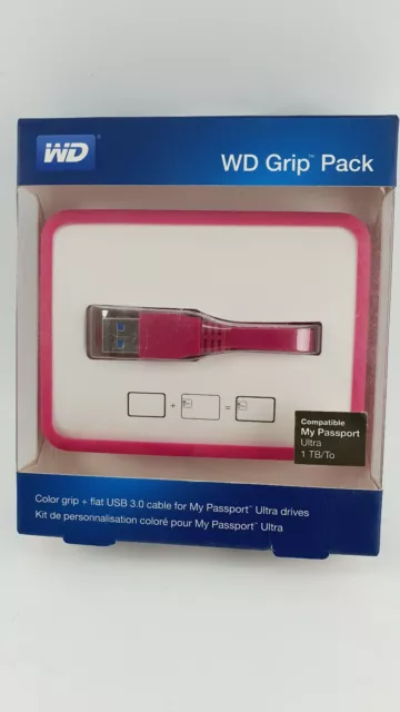 Genuine WD Grip Pack Case For 1 TB My Passport Ultra USB Cable Fuchsia NEW