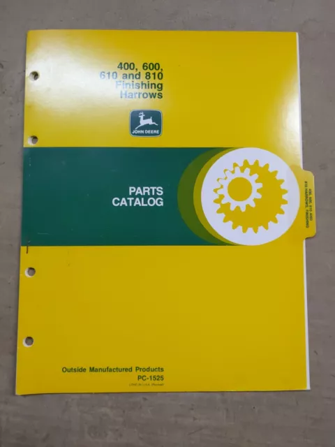 John Deere 400,600,610,810 Finishing Harrows Parts Catalog, PC-1525