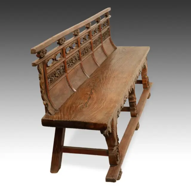 Rare Antique Buddhist Temple Bench Elm Wood Chinese Qing Furniture 19Th C. 3