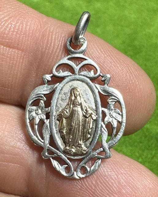 Vintage Français pendentif de médaille de croix religieuse a - France