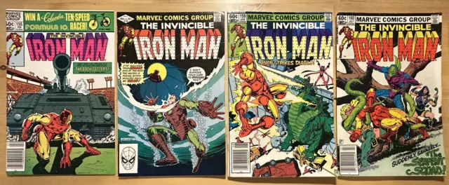The Invincible Iron Man #155, #158, #159, #160 Marvel Bronze Age Comic Book Lot