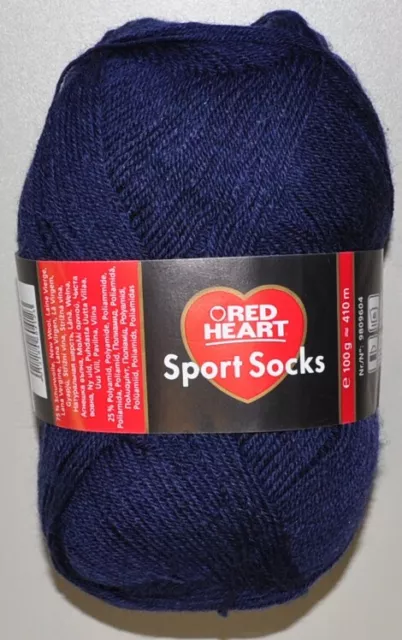 500g (5 x 100g) Sockenwolle Sport Socks von Red Heart 4-fach filzfrei dunkelblau 2