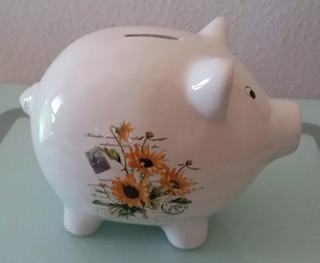 SPARDOSE Sonnenblumen Sparfuchs Kinder Geschenk Sparschwein Sparbüchse 20 X 15