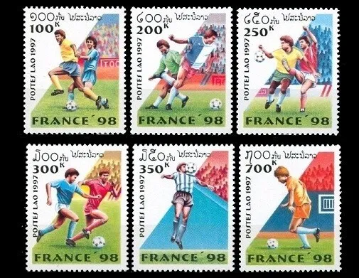 Laos 1997 MNH 6v, Football World cup in France, Soccer, Sports
