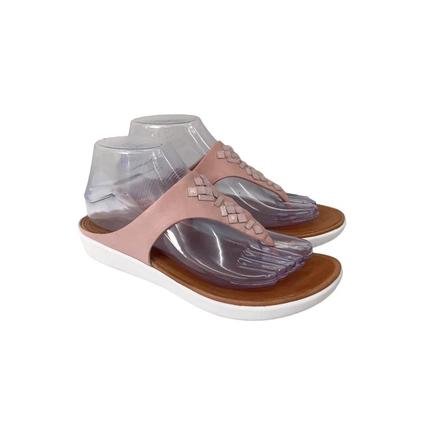 FitFlop Banda II Dusty Pink Leather Thong Sandal Toe Post Shoes J87-535 Womens 7