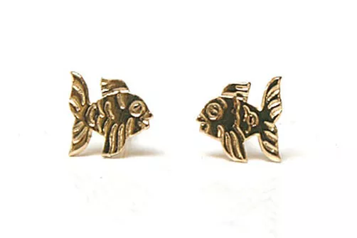 9ct Gold Fischnieten kleine Ohrringe Geschenkbox Made in UK