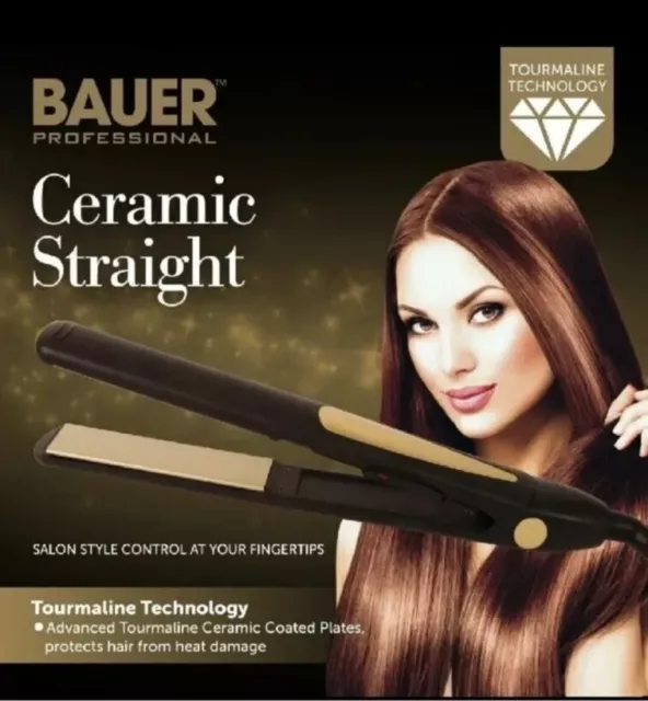 BAUER 230° Ceramic Tourmaline Hair Straighteners Professional Salon Styler Pro.