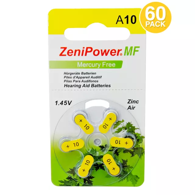 ZeniPower Size 10 1.45V Hearing Aid Battery (60 Pack)