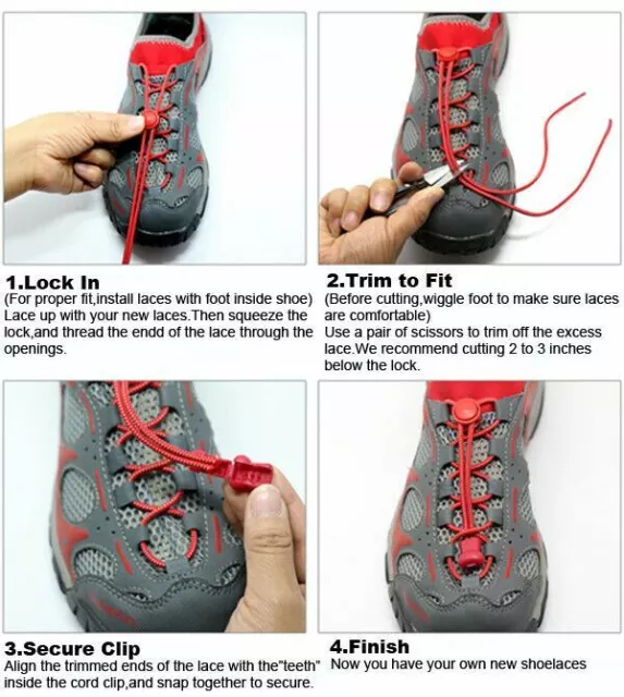 Elastic No Tie Lock Shoelaces Non-Reflective Lock Shoe Laces Adults Kids Sneaker 2