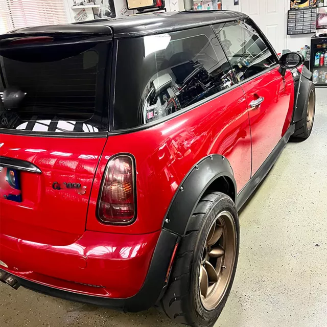 4X For Mini Cooper 2002-08 Car Cover Extra Wide Body Kits PU Wheel Fender Flares 2